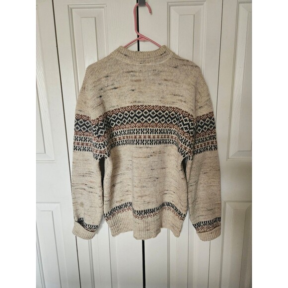 Pendleton woolen mills nordic print crewneck sweater beige L - Picture 2 of 9